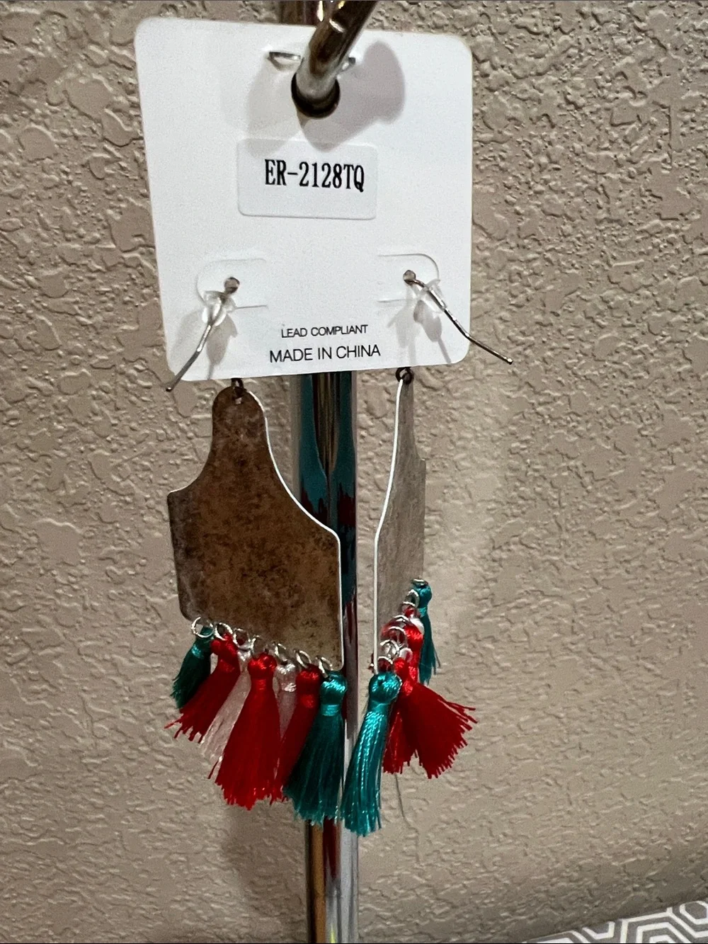 Ear tag Blue 'Coors Rodeo' Tassel Earrings - rodeo Accessories lightweight metal